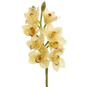 Pack of 6 Artificial Soft Yellow Cymbidium Orchid Silk Flower Sprays 28.5"