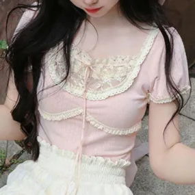 Pastel Garden    Top Kawaii Academia Y2K Cottagecore Coquette Fairycore Dollette Princesscore