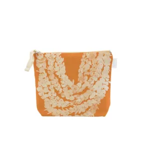 Pikake Lei on Orange Cosmetic Bag, Small