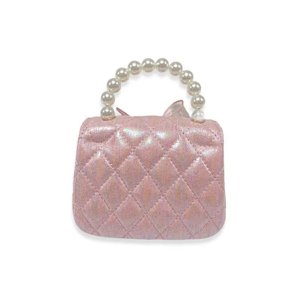 Pink Bowtie Shiny Quilted Purse