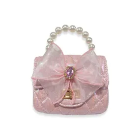 Pink Bowtie Shiny Quilted Purse