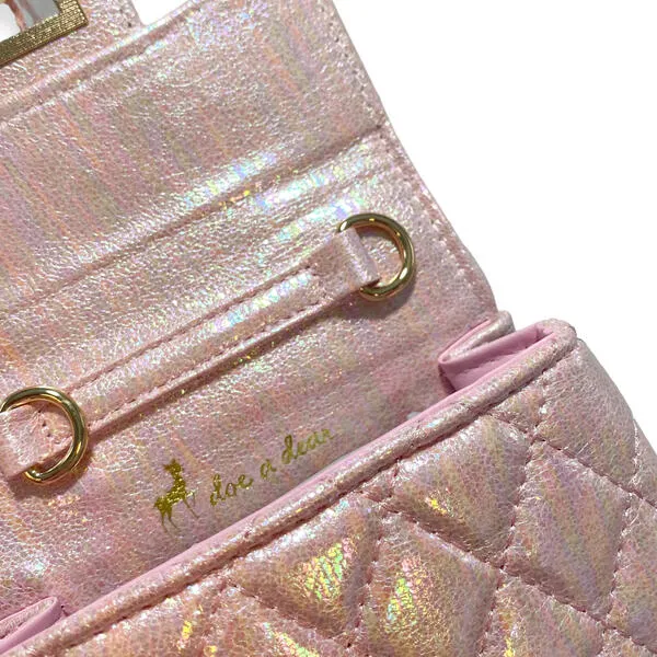Pink Bowtie Shiny Quilted Purse