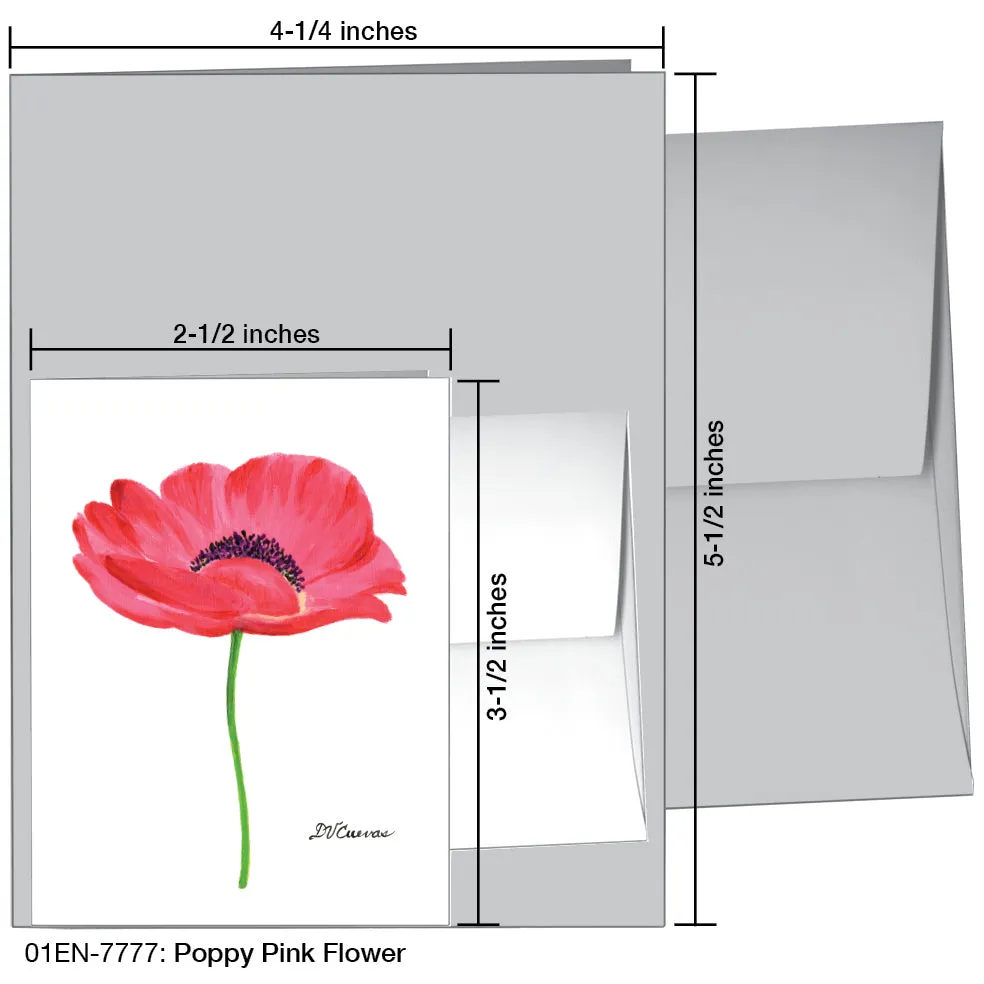 Poppy Pink Flower, Greeting Card (7777)