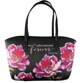 Psalm 136:1  -Floral Wedge Black-XL Bible Cover
