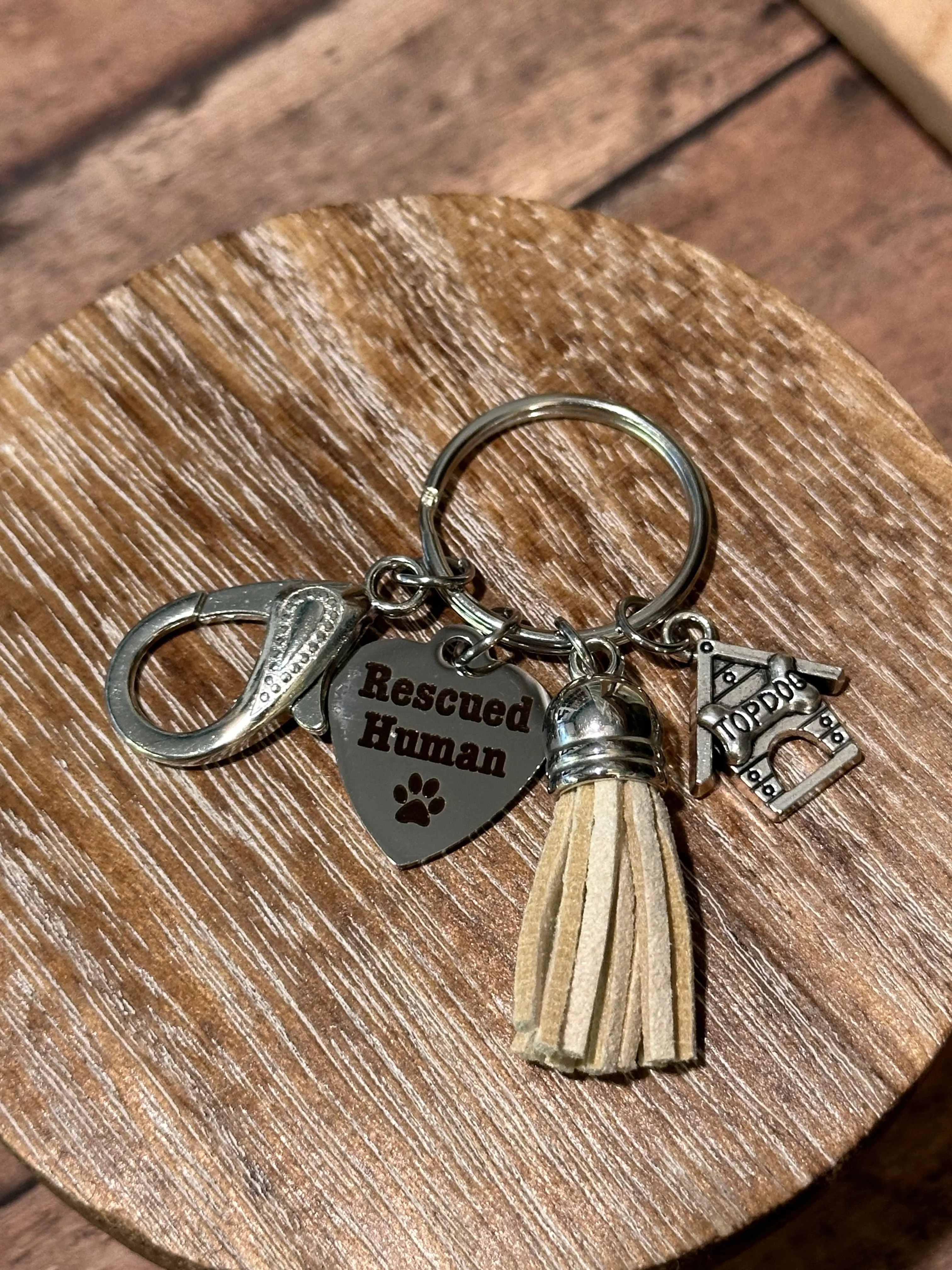 RESCUED HUMAN Purse Charm/Key Chain