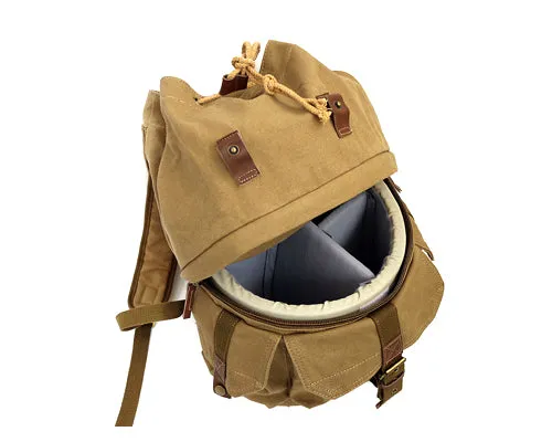 Retro Canvas DSLR Camera Backpack - Brown