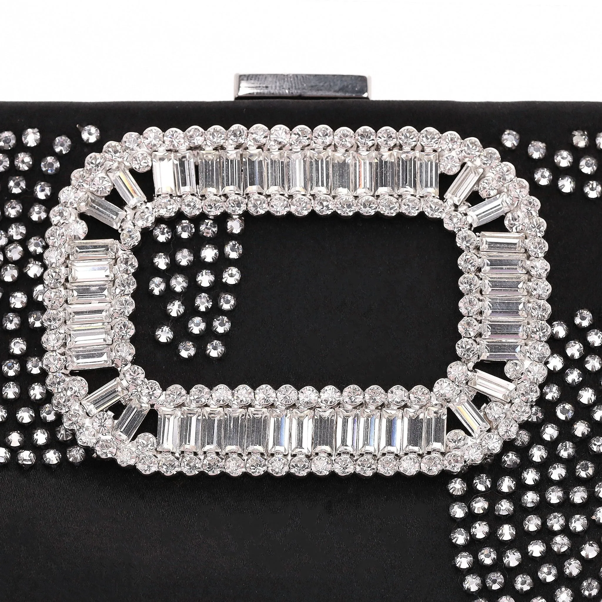 Roger Vivier Crystal Embellished Satin Clutch Bag