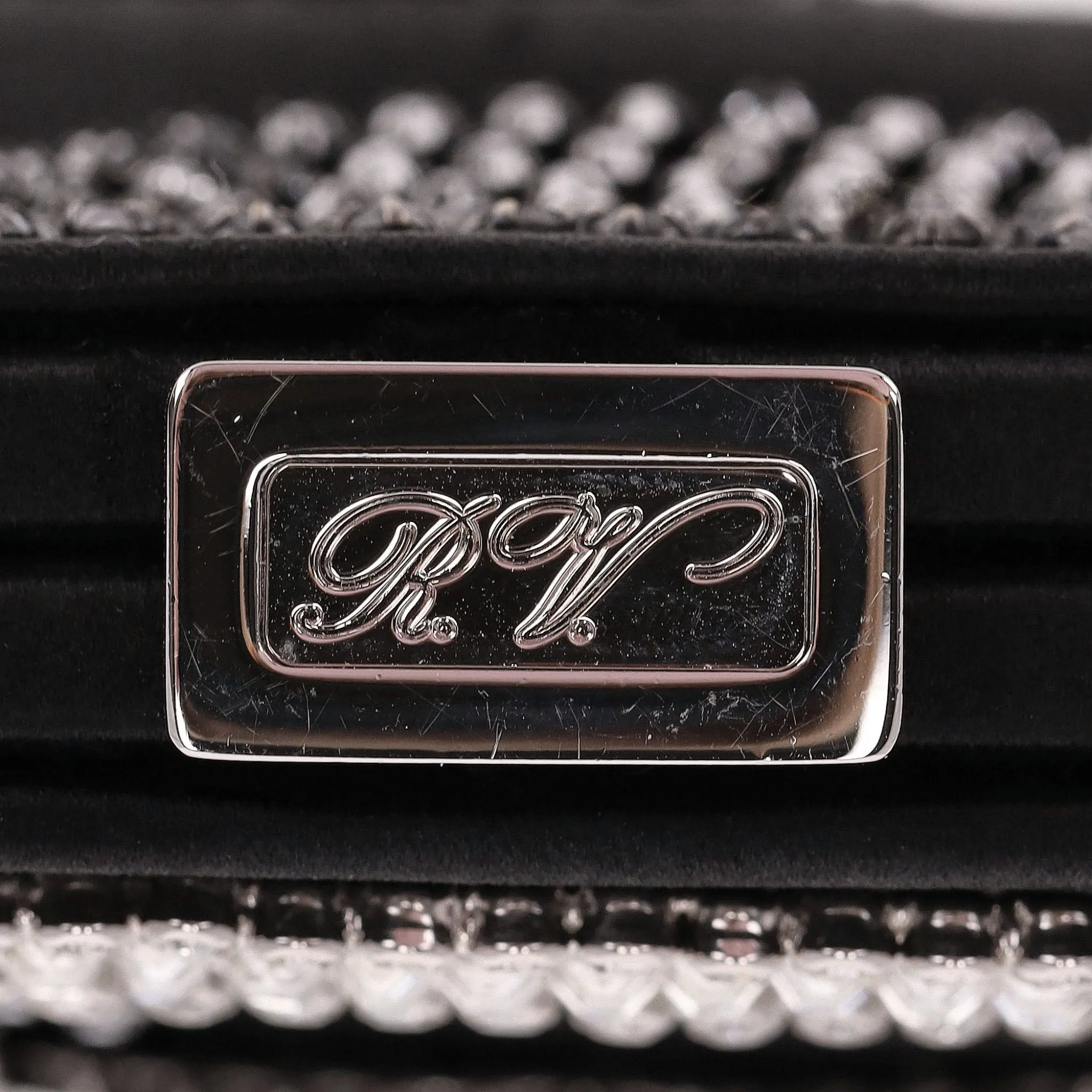 Roger Vivier Crystal Embellished Satin Clutch Bag