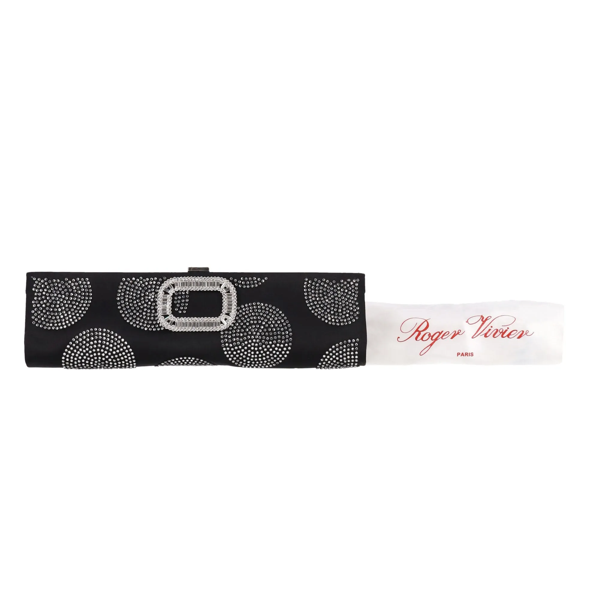 Roger Vivier Crystal Embellished Satin Clutch Bag