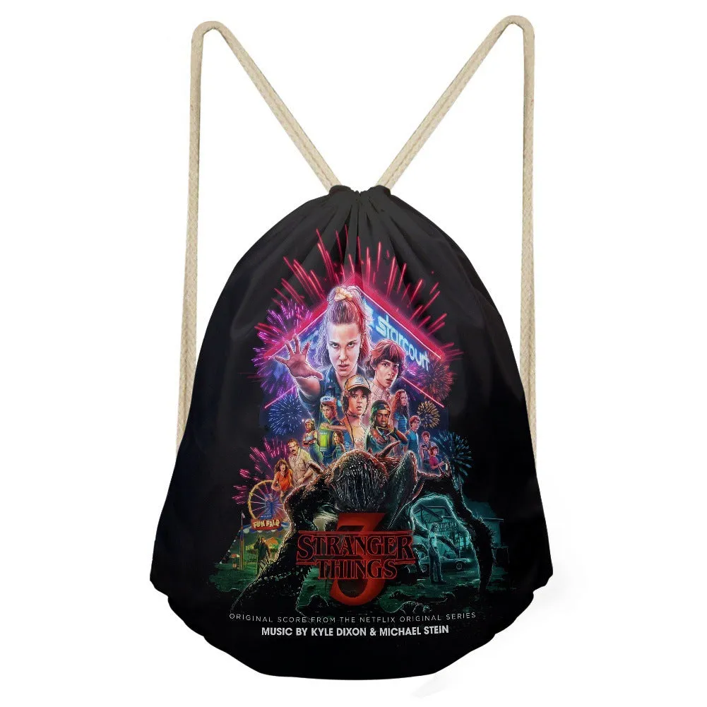 Stranger Things Hellfire Club Handbag Drawstring Pocket Shoulder Drawstring Backpack Bag
