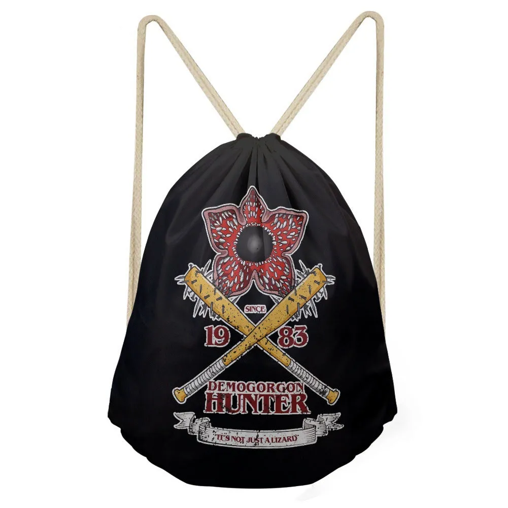Stranger Things Hellfire Club Handbag Drawstring Pocket Shoulder Drawstring Backpack Bag