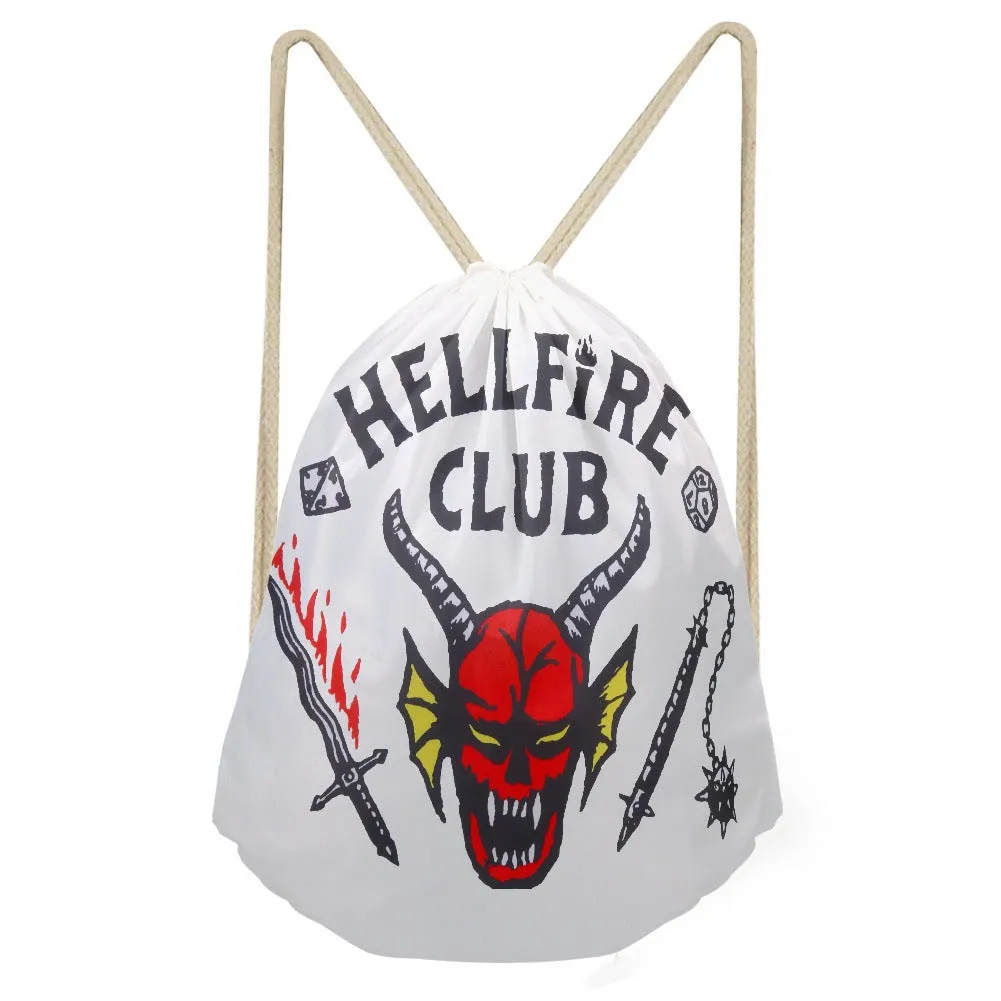 Stranger Things Hellfire Club Handbag Drawstring Pocket Shoulder Drawstring Backpack Bag