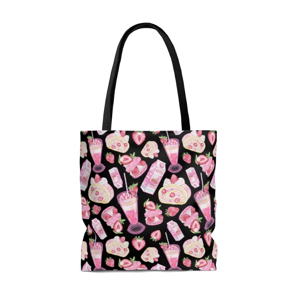 Strawberry Tote Bag (Black)