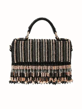 Symphony Black Suede Embellished Box Bag