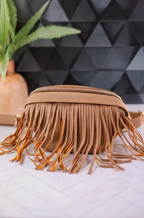 Tan Removable Fringe Fanny Pack