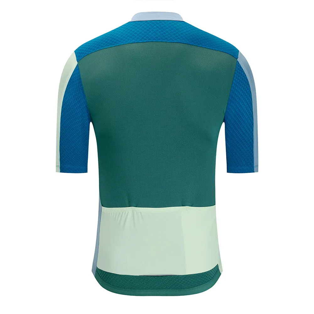 YKYW 2024 Men's New Cycling Jersey Moisture Wicking Quick Dry Multiple Color Combinations Colorblocking Blue Khaki